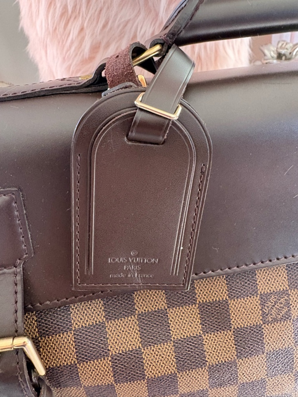 Louis Vuitton Brown Damier Canvas Travel Weekend Bag with Dark Trim - Picture 2 of 16